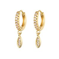 Retro Cross Oval Lightning Copper Gold Plated Inlay Zircon Drop Earrings 1 Pair main image 6