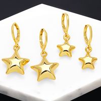 Simple Style Pentagram Copper Gold Plated Drop Earrings 1 Pair main image 1