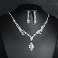 Elegant Water Droplets Tassel Artificial Crystal Metal Inlay Rhinestones Earrings Necklace 1 Set main image 6