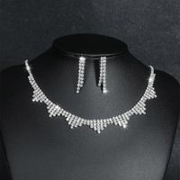 Elegant Water Droplets Tassel Artificial Crystal Metal Inlay Rhinestones Earrings Necklace 1 Set main image 2