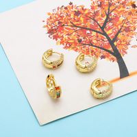Fashion Round Copper Gold Plated Zircon Hoop Earrings 1 Pair main image 4