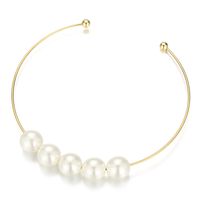 Baroque Style Round Stainless Steel Pearl Plating Choker 1 Piece sku image 2
