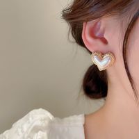 Retro Heart Shape Imitation Pearl Alloy Women's Ear Studs 1 Pair main image 5