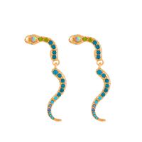 1 Paire Style Classique Serpent Placage Incruster Alliage Pierres Précieuses Artificielles Boucles D'oreilles main image 5