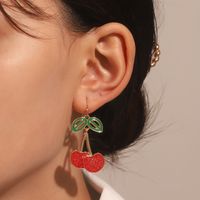 Fashion Cherry Alloy Enamel Hollow Out Women's Drop Earrings 1 Pair main image 1