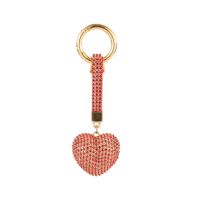 Fashion Heart Shape Arylic Metal Inlay Rhinestones Women's Bag Pendant Keychain main image 2