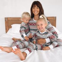 Casual Elk Cotton Blend Polyester Printing Pants Sets Family Matching Outfits main image 4