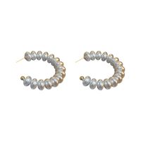1 Paar Elegant Überdimensioniert C-form Legierung Barocke Perlen Perle Reif Ohrringe main image 2