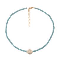 Fashion Double Layered Wearing Crystal Turquoise Pearl Clavicle Chain sku image 2