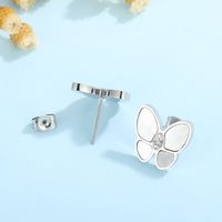 Sweet Butterfly Stainless Steel Inlay Rhinestones Shell Ear Studs 1 Pair main image 4