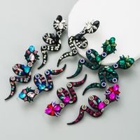 Hip-hop Snake Alloy Inlay Rhinestones Women's Drop Earrings 1 Pair main image 1