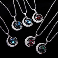 Fashion Constellation Moon Stainless Steel Inlay Acrylic Pendant Necklace 1 Piece main image 1