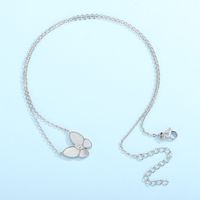 Sweet Butterfly Stainless Steel Plating Rhinestones Shell Pendant Necklace 1 Piece main image 8