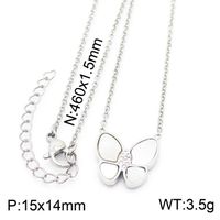 Sweet Butterfly Stainless Steel Plating Rhinestones Shell Pendant Necklace 1 Piece sku image 1