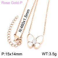Sweet Butterfly Stainless Steel Plating Rhinestones Shell Pendant Necklace 1 Piece sku image 3