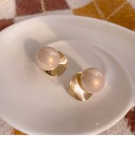 Retro Geometric Copper Inlay Artificial Pearls Ear Studs 1 Pair main image 1