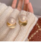 Retro Geometric Copper Inlay Artificial Pearls Ear Studs 1 Pair main image 3