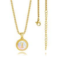 Fashion Letter Stainless Steel Inlay Shell Pendant Necklace 1 Piece sku image 9