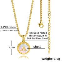 Fashion Letter Stainless Steel Inlay Shell Pendant Necklace 1 Piece sku image 1