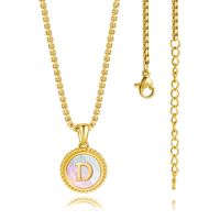 304 Stainless Steel 18K Gold Plated Casual Modern Style Plating Inlay Letter Shell Pendant Necklace sku image 4