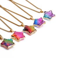 Fashion Star Moon Stainless Steel Inlay Artificial Crystal Turquoise Necklace main image 6