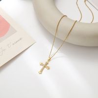 Fashion Cross Stainless Steel Inlaid Zircon Necklace main image 5