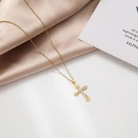 Fashion Cross Stainless Steel Inlaid Zircon Necklace main image 2