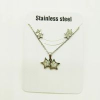 Fashion Star Heart Shape Butterfly Titanium Steel Inlay Rhinestones Women's Earrings Necklace 1 Set sku image 2