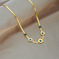 Fashion Round Oval Titanium Steel Inlay Turquoise Necklace 1 Piece main image 3