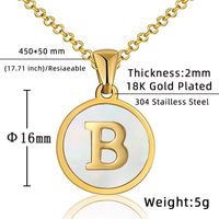 Fashion Round Letter Titanium Steel Inlaid Shell Pendant Necklace sku image 5