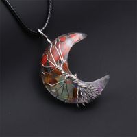 Fashion Star Moon Stainless Steel Inlay Artificial Crystal Turquoise Necklace sku image 8