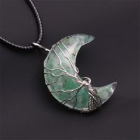 Fashion Star Moon Stainless Steel Inlay Artificial Crystal Turquoise Necklace sku image 10