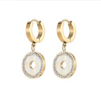 Simple Style Geometric Titanium Steel Plating Zircon Dangling Earrings 1 Pair main image 4