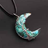 Fashion Star Moon Stainless Steel Inlay Artificial Crystal Turquoise Necklace sku image 11