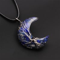 Fashion Star Moon Stainless Steel Inlay Artificial Crystal Turquoise Necklace sku image 13