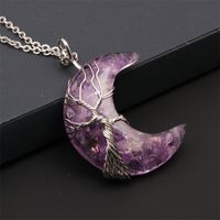 Fashion Star Moon Stainless Steel Inlay Artificial Crystal Turquoise Necklace sku image 15