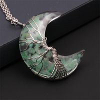 Fashion Star Moon Stainless Steel Inlay Artificial Crystal Turquoise Necklace sku image 16
