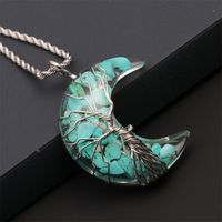 Fashion Star Moon Stainless Steel Inlay Artificial Crystal Turquoise Necklace sku image 28