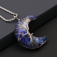 Fashion Star Moon Stainless Steel Inlay Artificial Crystal Turquoise Necklace sku image 30