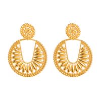 Geometric Leaf Round Hollow Out Gold Plated sku image 5