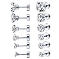 Fashion Geometric Stainless Steel Inlay Zircon Ear Studs 1 Pair main image 3