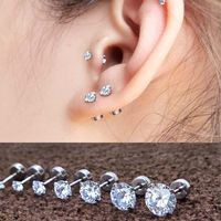 Fashion Geometric Stainless Steel Inlay Zircon Ear Studs 1 Pair main image 1