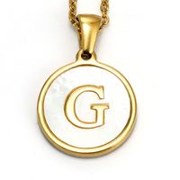 Elegant Round Letter Titanium Steel Inlaid Shell Necklace sku image 11