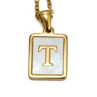 Elegant Runden Brief Titan Stahl Eingelegte Schale Halskette sku image 46