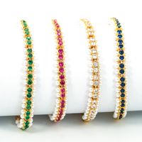 Fashion Solid Color Copper Plating Inlay Pearl Zircon Bracelets 1 Piece main image 1