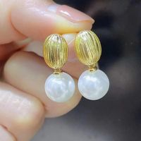 Fashion Oval Copper Pearl Plating Drop Earrings 1 Pair main image 5