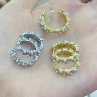 Ins Style Round Copper Plating Inlay Pearl Zircon Hoop Earrings 1 Pair main image 5