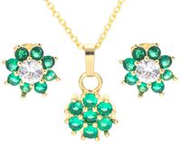 Elegant Flower Copper Plating Inlay Zircon Women's Earrings Necklace 1 Set sku image 1