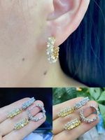 Ins Style Round Copper Plating Inlay Pearl Zircon Hoop Earrings 1 Pair main image 3