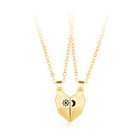 Fashion Heart Shape Alloy Plating Couple Pendant Necklace 1 Set sku image 2